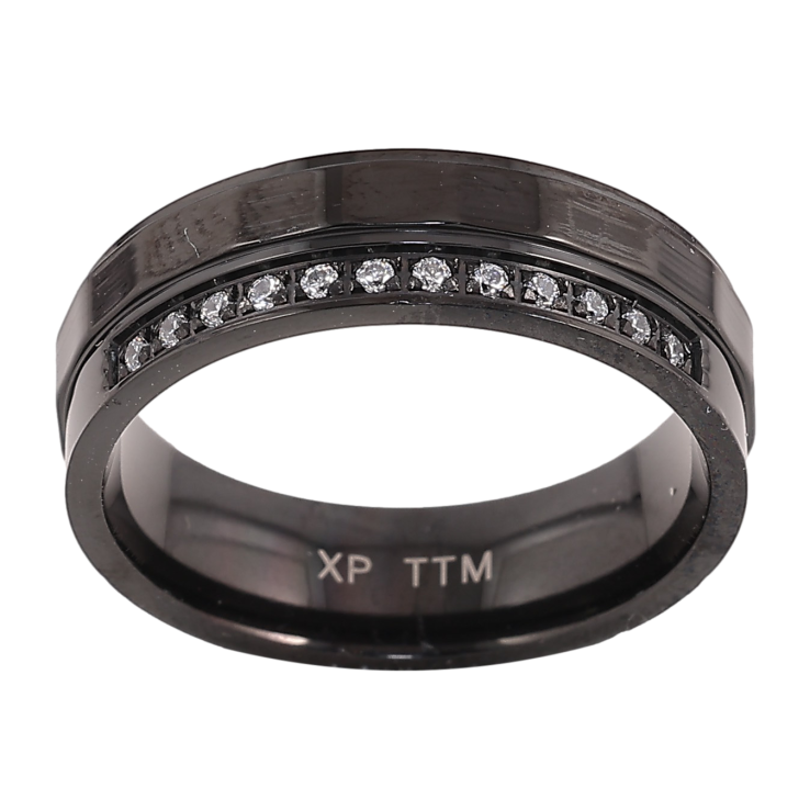 Кольцо Xuping TTM Stainless Steel цвет black "Узор с кристаллами" шир. 6мм фото №6 Кольцо Xuping TTM Stainless Steel цвет black "Узор с кристаллами" шир. 6мм фото №6