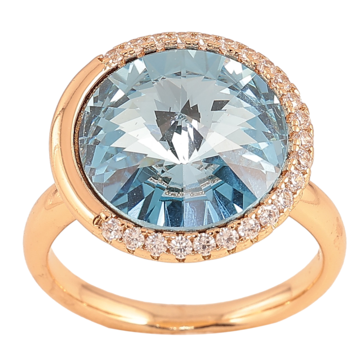Каблучка Xuping колір Позолота 18K з кр-ми Swarovski "Кристал Aquamarine" ø 17мм фото №21