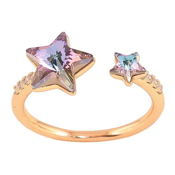 Каблучка Xuping колір Позолота 18K з кр-ми Swarovski "Дві кристальні зірки Paradise Shine" фото №9