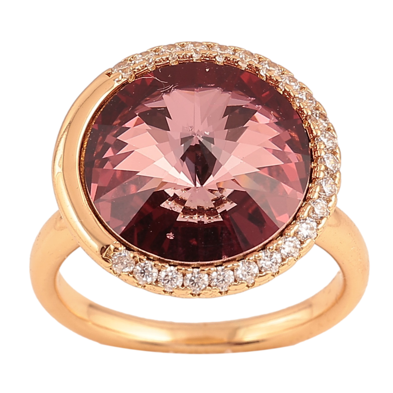 Каблучка Xuping колір Позолота 18K з кр-ми Swarovski "Кристал Amethyst" ø 17мм фото №1