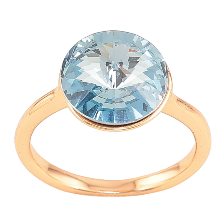 Кольцо Xuping цвет Позолота 18K с кр-ми Swarovski "Кристалл Aquamarine" ø 11мм фото №11