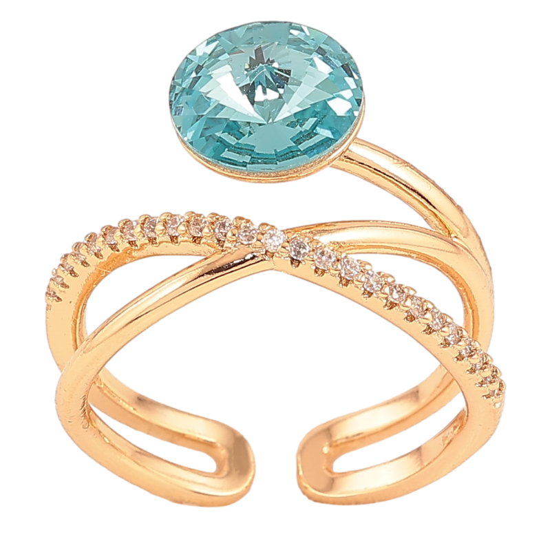 Кольцо Xuping цвет Позолота 18K с кр-ми Swarovski "Кристалл Light Turquoisel" фото №1