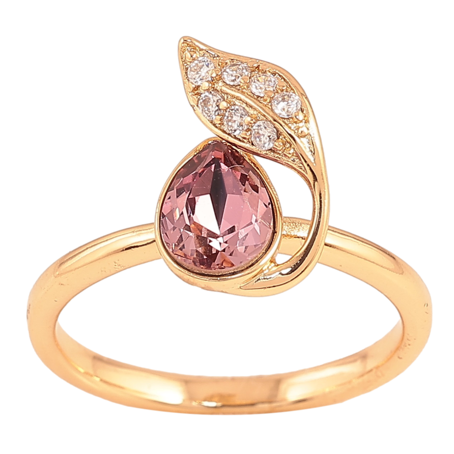 Кольцо Xuping цвет Позолота 18K с кр-ми Swarovski "Кристалл Amethyst с листиком" фото №1