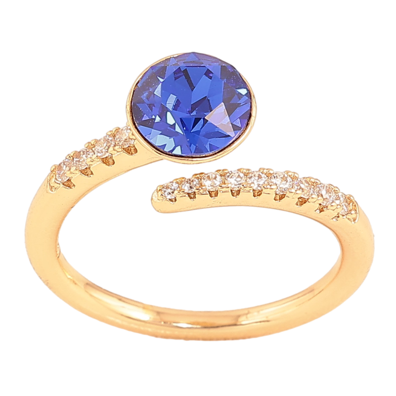 Каблучка Xuping колір Позолота 18K з кр-ми Swarovski "Кристал Capri Blue" фото №1