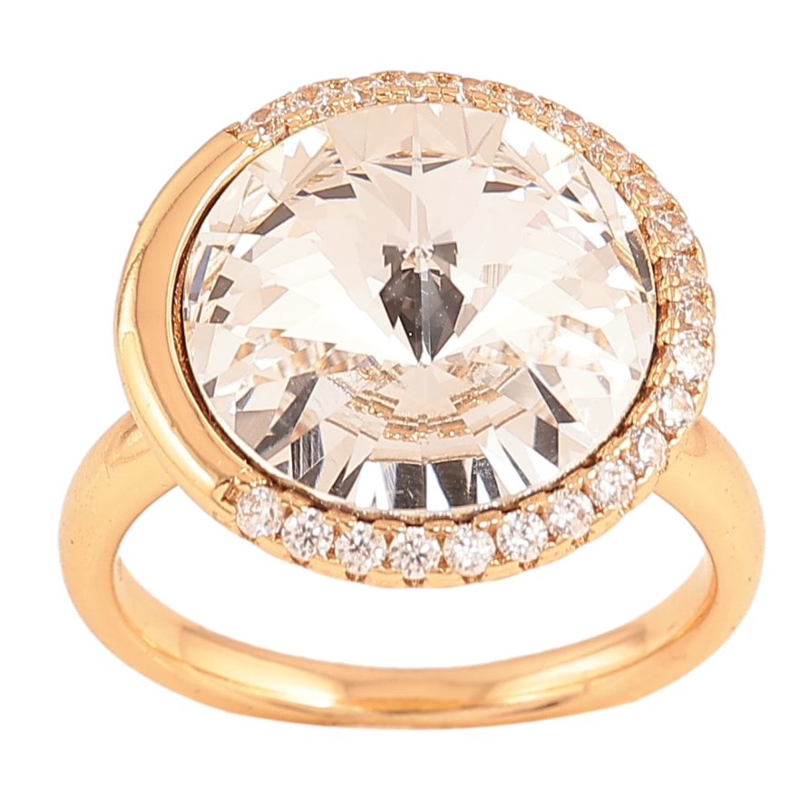 Каблучка Xuping колір Позолота 18K з кр-ми Swarovski "Кристал Clear" ø 17мм фото №1