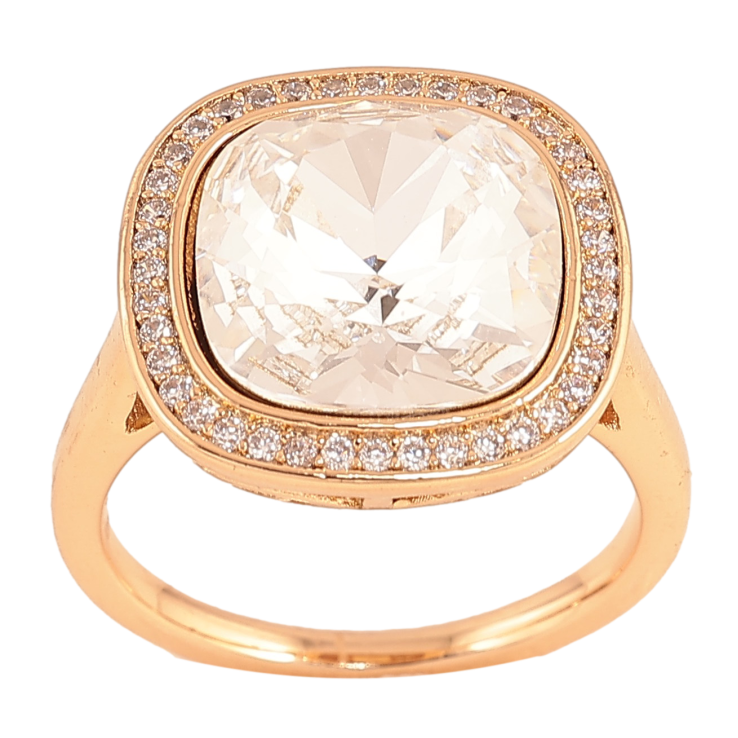 Каблучка Xuping колір Позолота 18K з кр-ми Swarovski "Кристал Clear" 17х17мм фото №25