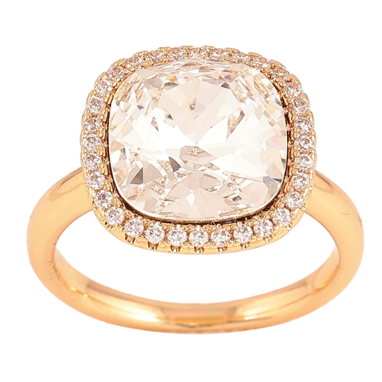 Кольцо Xuping цвет Позолота 18K с кр-ми Swarovski "Кристалл Clear в обрамлении кристаллов" 15х15мм фото №1 Кольцо Xuping цвет Позолота 18K с кр-ми Swarovski "Кристалл Clear в обрамлении кристаллов" 15х15мм фото №1