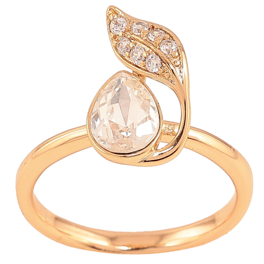 Кольцо Xuping цвет Позолота 18K с кр-ми Swarovski "Кристалл Clear с листиком" фото №1 Кольцо Xuping цвет Позолота 18K с кр-ми Swarovski "Кристалл Clear с листиком" фото №1