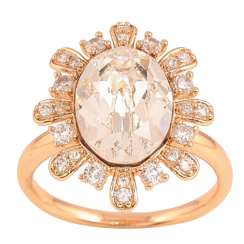 Каблучка Xuping колір Позолота 18K з кр-ми Swarovski "Кристал Clear з промінчиками" фото №1 Каблучка Xuping колір Позолота 18K з кр-ми Swarovski "Кристал Clear з промінчиками" фото №1