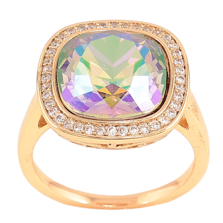 Кольцо Xuping цвет Позолота 18K с кр-ми Swarovski "Кристалл Erinite Shimmer" 16х16мм фото №2