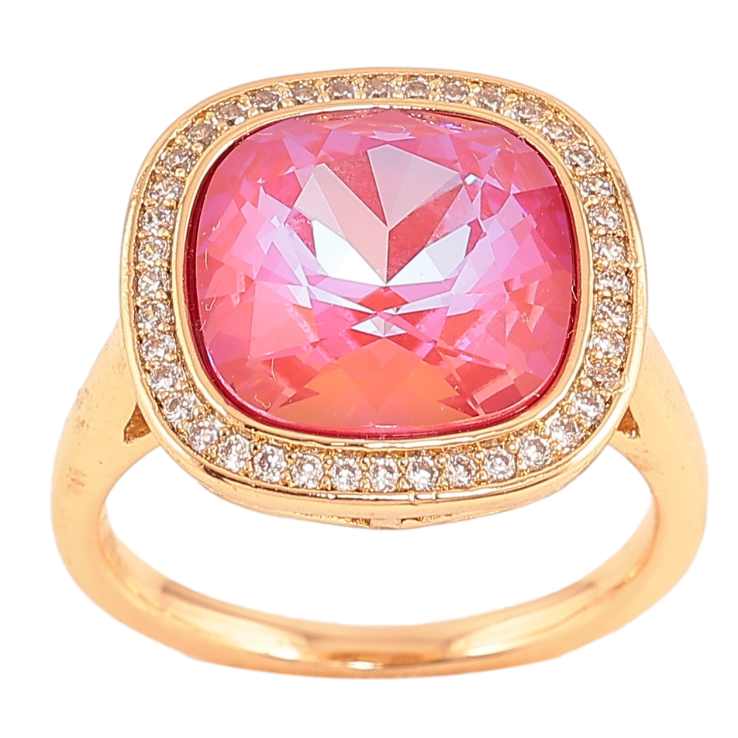 Кольцо Xuping цвет Позолота 18K с кр-ми Swarovski "Кристалл Fuchsia Delitе" 16х16мм фото №3