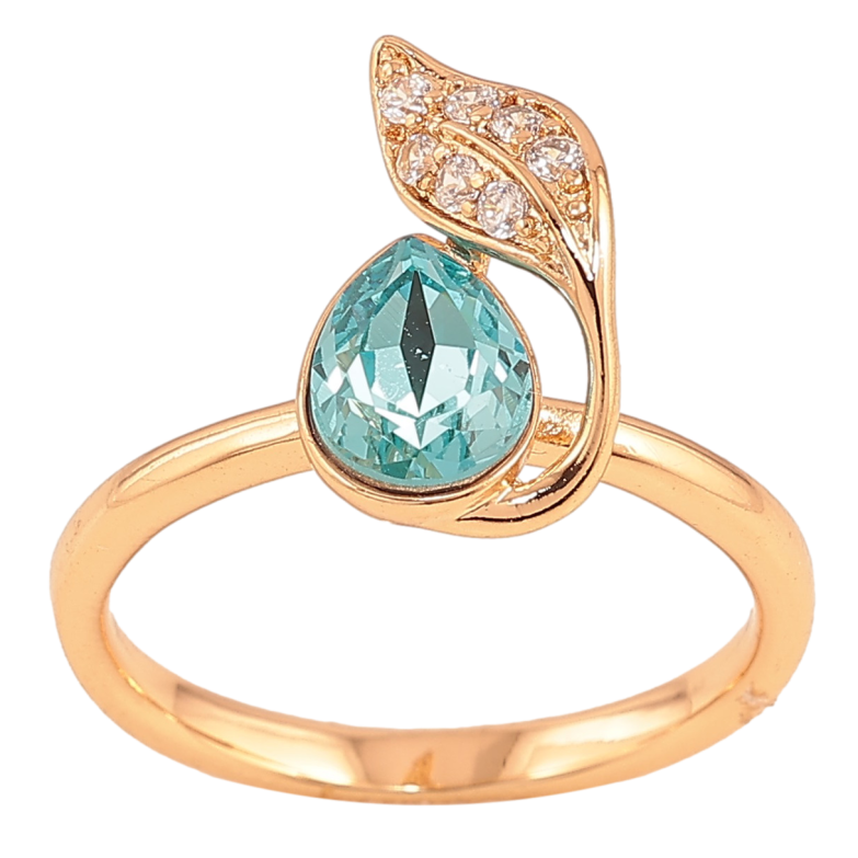 Кольцо Xuping цвет Позолота 18K с кр-ми Swarovski "Кристалл Light Turquoise с листиком" фото №1 Кольцо Xuping цвет Позолота 18K с кр-ми Swarovski "Кристалл Light Turquoise с листиком" фото №1