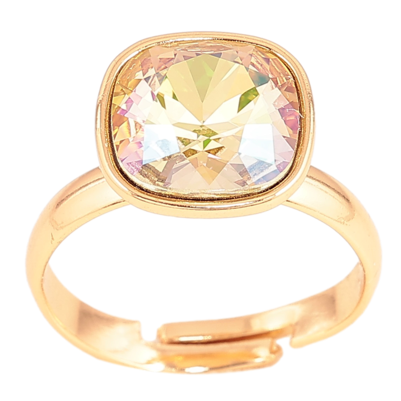 Каблучка Xuping колір Позолота 18K з кр-ми Swarovski "Кристал Luminous Green" 12х12мм фото №1