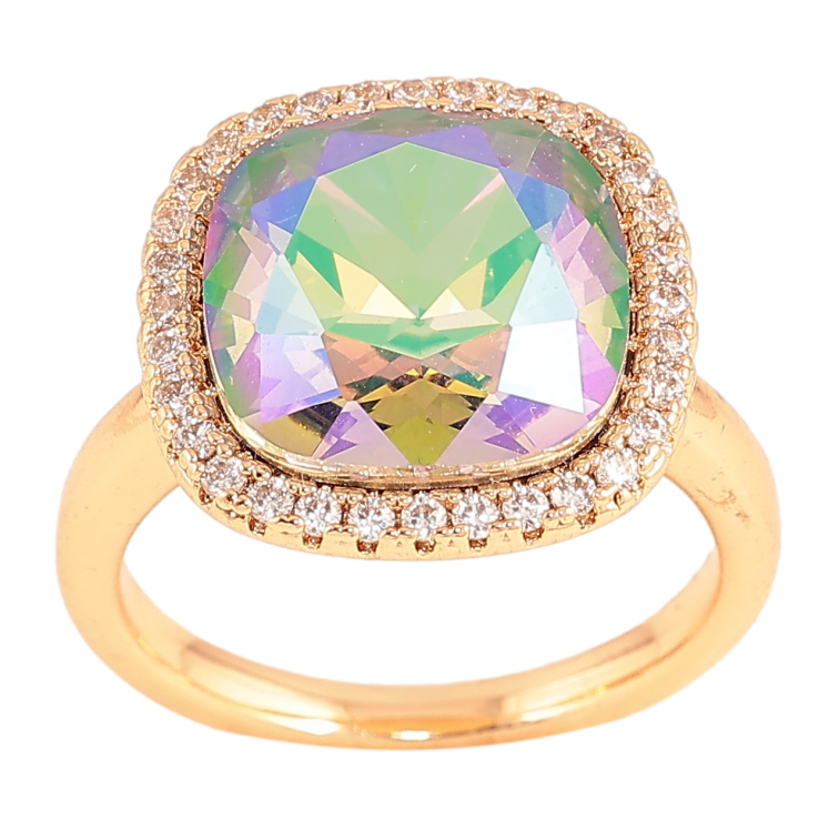 Кольцо Xuping цвет Позолота 18K с кр-ми Swarovski "Кристалл Erinite Shimmer" 16х16мм фото №9