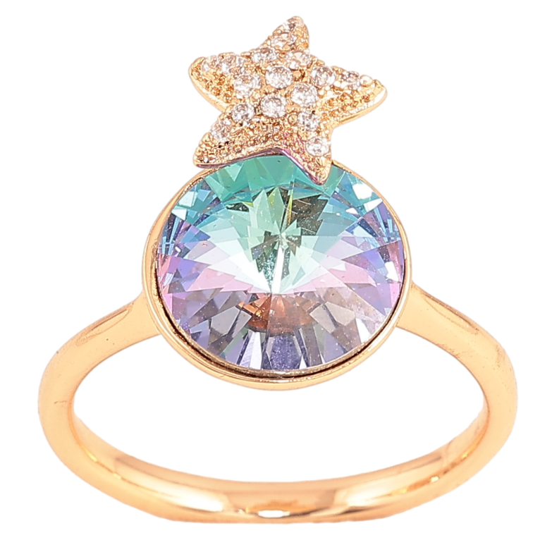 Каблучка Xuping колір Позолота 18K з кр-ми Swarovski "Кристал Paradise Shine із зіркою" фото №3