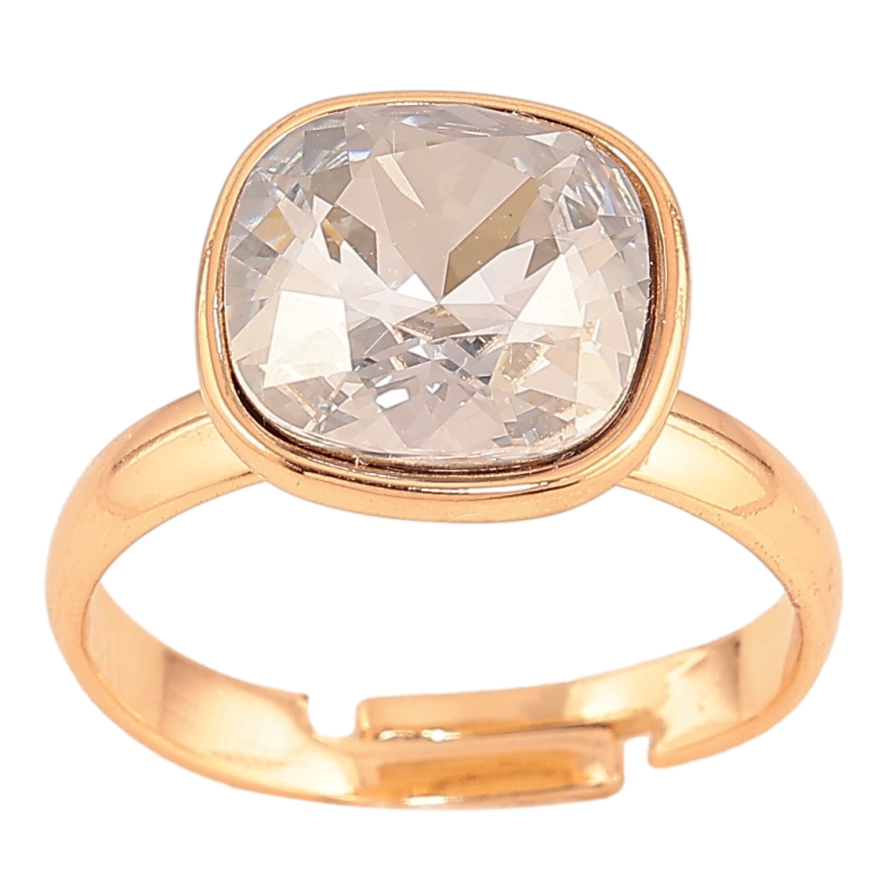 Каблучка Xuping колір Позолота 18K з кр-ми Swarovski "Кристал Silver Night" 12х12мм фото №1