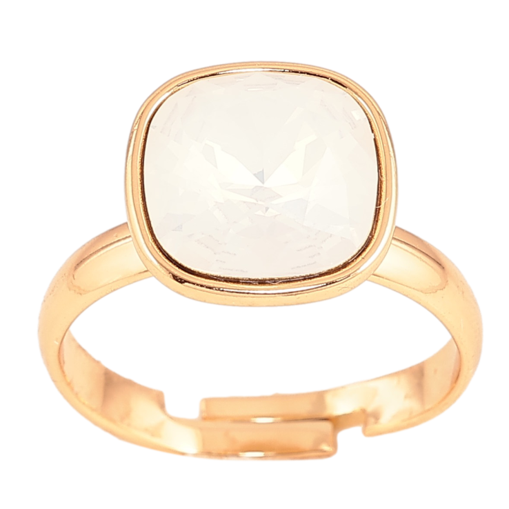 Кольцо Xuping цвет Позолота 18K с кр-ми Swarovski "Кристалл White Opal" 12х12мм фото №7