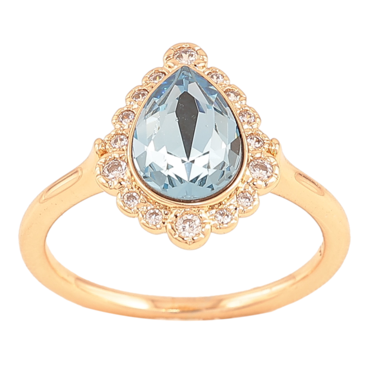 Кольцо Xuping цвет Позолота 18K с кр-ми Swarovski "Кристальная капелька Aquamarin в декоративной оправе" фото №5 Кольцо Xuping цвет Позолота 18K с кр-ми Swarovski "Кристальная капелька Aquamarin в декоративной оправе" фото №5