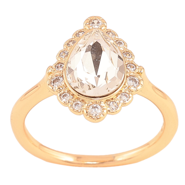 Кольцо Xuping цвет Позолота 18K с кр-ми Swarovski "Кристальная капелька Clear в декоративной оправе" фото №6 Кольцо Xuping цвет Позолота 18K с кр-ми Swarovski "Кристальная капелька Clear в декоративной оправе" фото №6