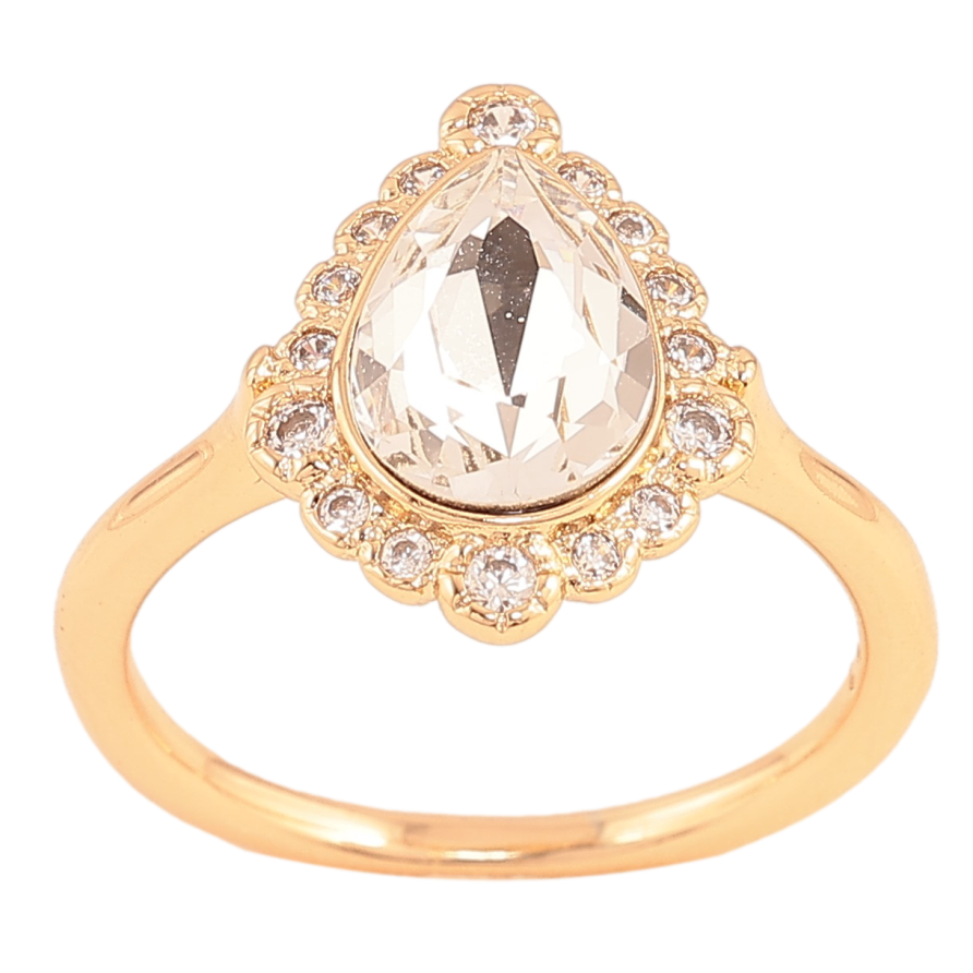 Кольцо Xuping цвет Позолота 18K с кр-ми Swarovski "Кристальная капелька Clear в декоративной оправе" фото №1