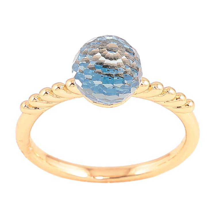 Каблучка Xuping колір Позолота 18K з кр-ми Swarovski "Кристальна куля Aquamarine" ø 8мм фото №6