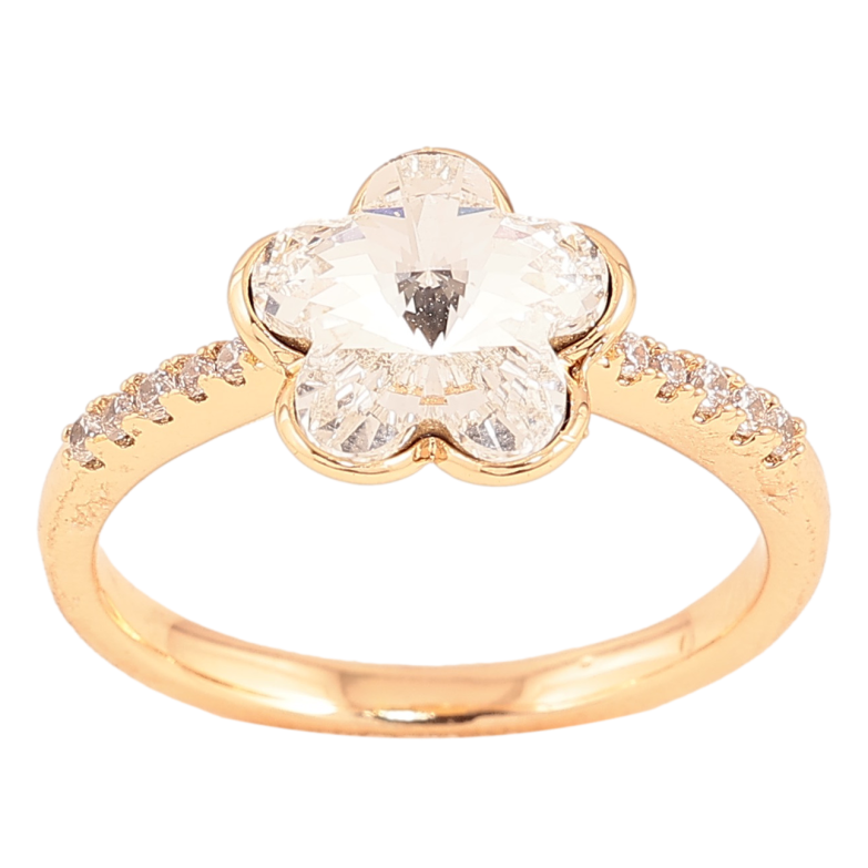 Кольцо Xuping цвет Позолота 18K с кр-ми Swarovski "Кристальный цветочек Clear" фото №1 Кольцо Xuping цвет Позолота 18K с кр-ми Swarovski "Кристальный цветочек Clear" фото №1