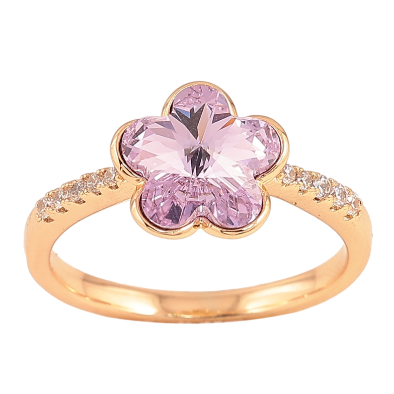 Каблучка Xuping колір Позолота 18K з кр-ми Swarovski "Кристальна квіточка Tanzanite" фото №1