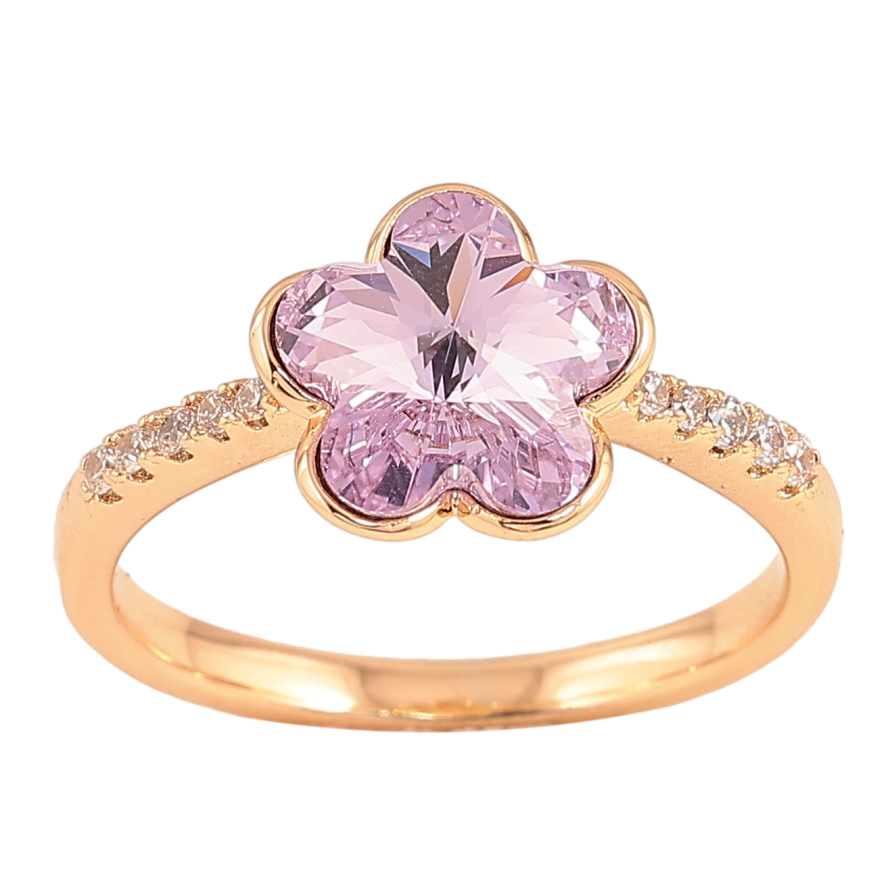 Каблучка Xuping колір Позолота 18K з кр-ми Swarovski "Кристальна квіточка Tanzanite" фото №1