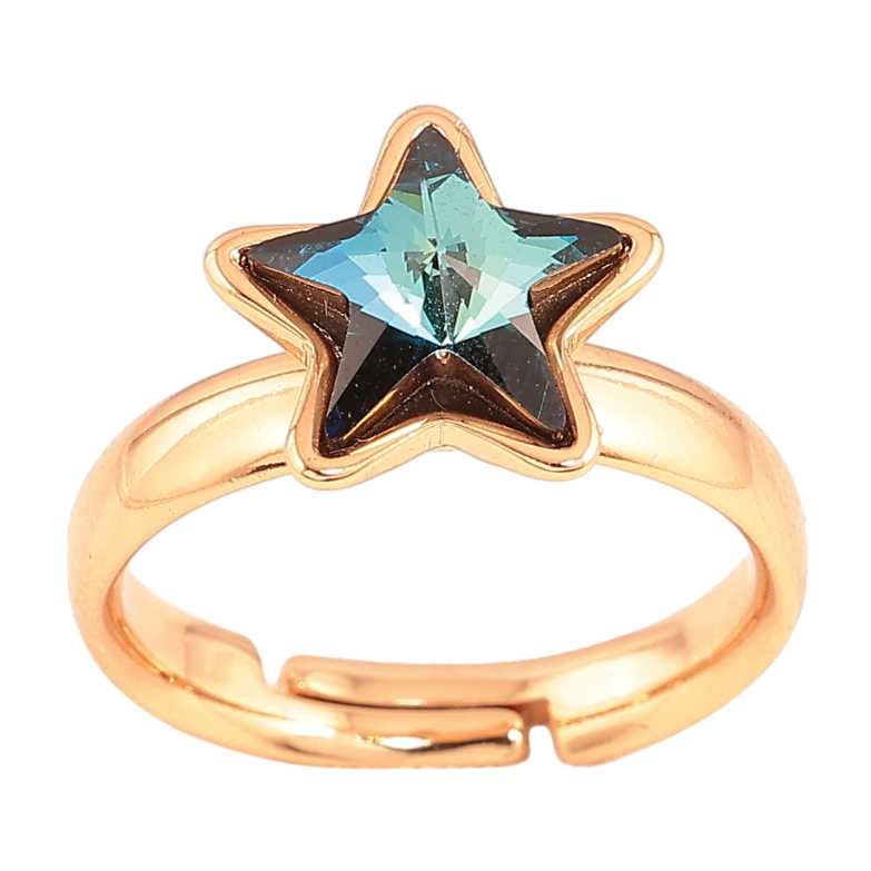 Каблучка Xuping колір Позолота 18K з кр-ми Swarovski "Кристальна зірка Metallic Blue" фото №1