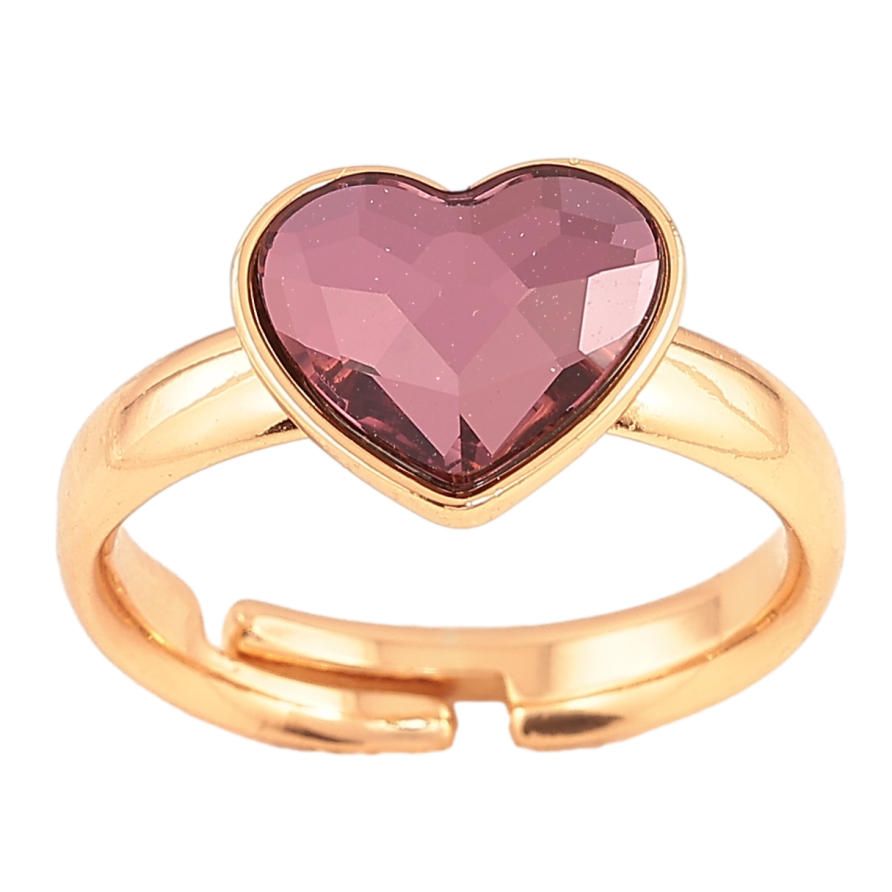 Каблучка Xuping колір Позолота 18K з кр-ми Swarovski "Кристальне серце Amethyst" фото №1