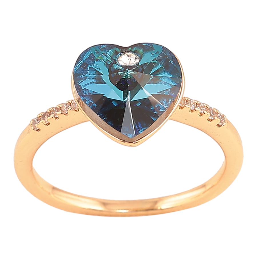 Кольцо Xuping цвет Позолота 18K с кр-ми Swarovski "Кристальное сердце Metallic Blue" фото №1