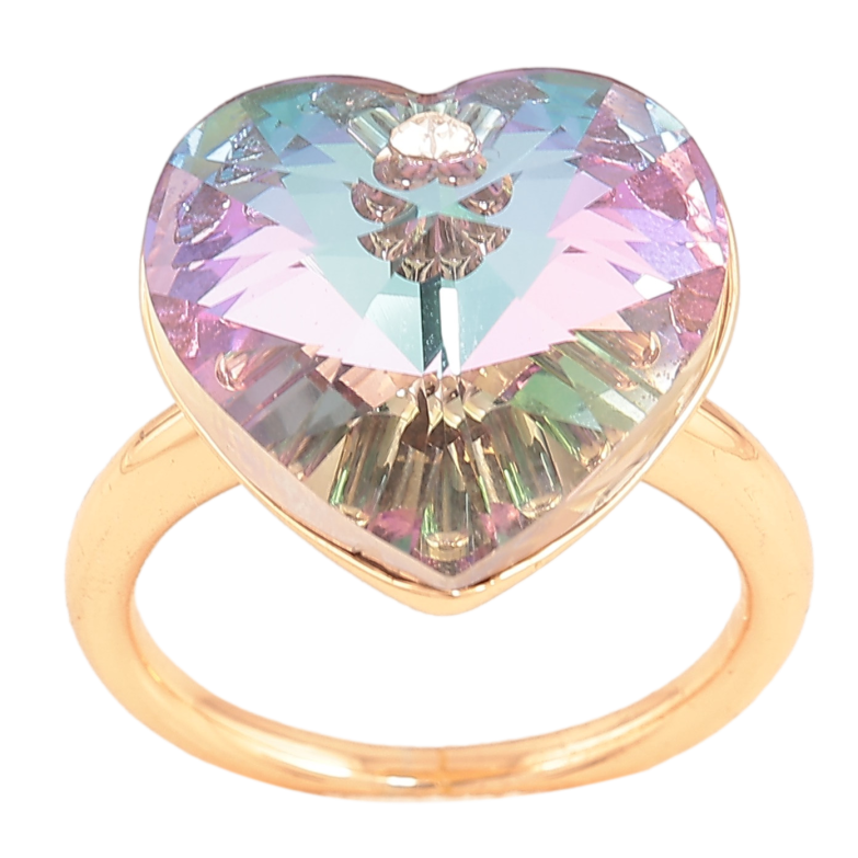 Каблучка Xuping колір Позолота 18K з кр-ми Swarovski "Кристальне серце Paradise Shine" фото №1