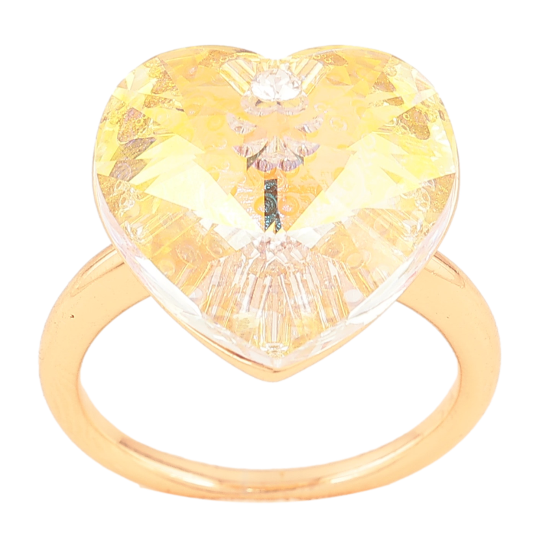 Кольцо Xuping цвет Позолота 18K с кр-ми Swarovski "Кристальное сердце Sunshine Delite" фото №3