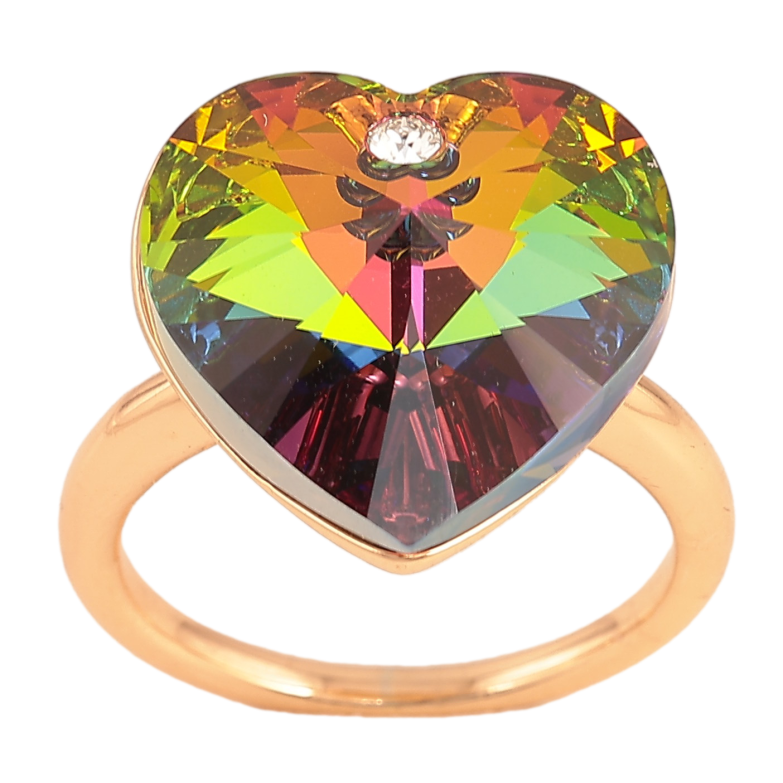 Каблучка Xuping колір Позолота 18K з кр-ми Swarovski "Кристальне серце Vitrail Medium" фото №1 Каблучка Xuping колір Позолота 18K з кр-ми Swarovski "Кристальне серце Vitrail Medium" фото №1