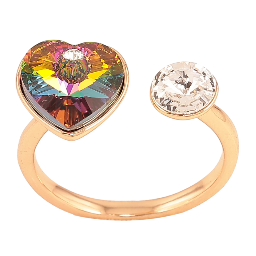 Каблучка Xuping колір Позолота 18K з кр-ми Swarovski "Кристальне серце Vitrail Medium та Clear" фото №1 Каблучка Xuping колір Позолота 18K з кр-ми Swarovski "Кристальне серце Vitrail Medium та Clear" фото №1