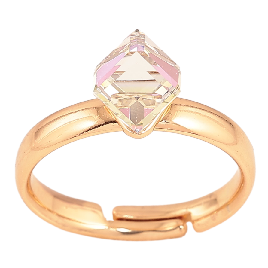 Каблучка Xuping колір Позолота 18K з кр-ми Swarovski "Кристальний куб Lavender" 6х6мм фото №1 Каблучка Xuping колір Позолота 18K з кр-ми Swarovski "Кристальний куб Lavender" 6х6мм фото №1
