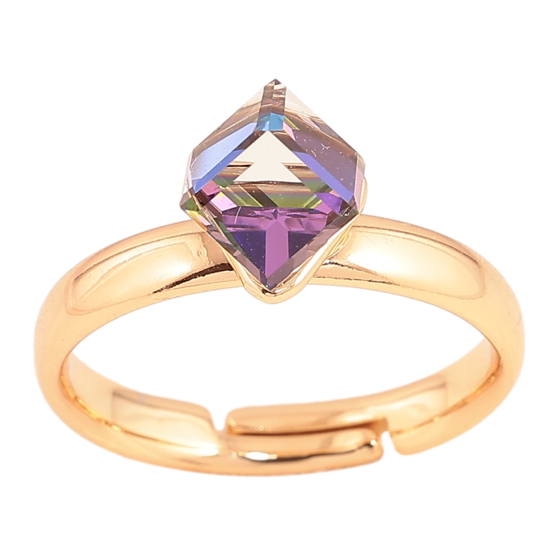 Кольцо Xuping цвет Позолота 18K с кр-ми Swarovski "Кристальный куб Majestic Blue" 6х6мм фото №1