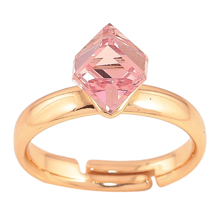 Каблучка Xuping колір Позолота 18K з кр-ми Swarovski "Кристальний куб Rose" 6х6мм фото №14