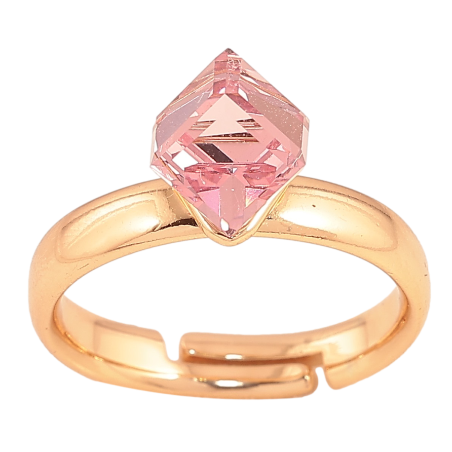 Каблучка Xuping колір Позолота 18K з кр-ми Swarovski "Кристальний куб Rose" 6х6мм фото №1 Каблучка Xuping колір Позолота 18K з кр-ми Swarovski "Кристальний куб Rose" 6х6мм фото №1