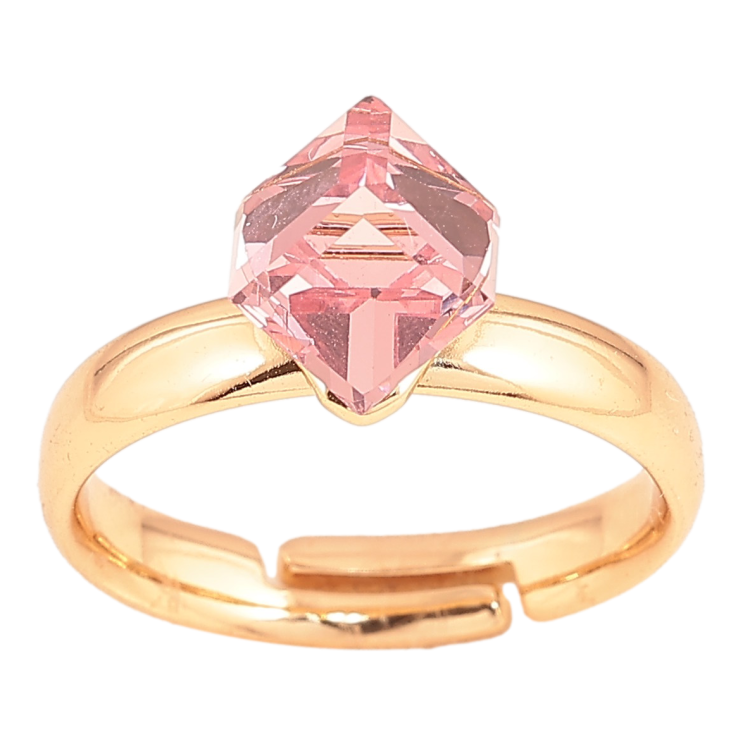 Кольцо Xuping цвет Позолота 18K с кр-ми Swarovski "Кристальный куб Rose" 6х6мм фото №11