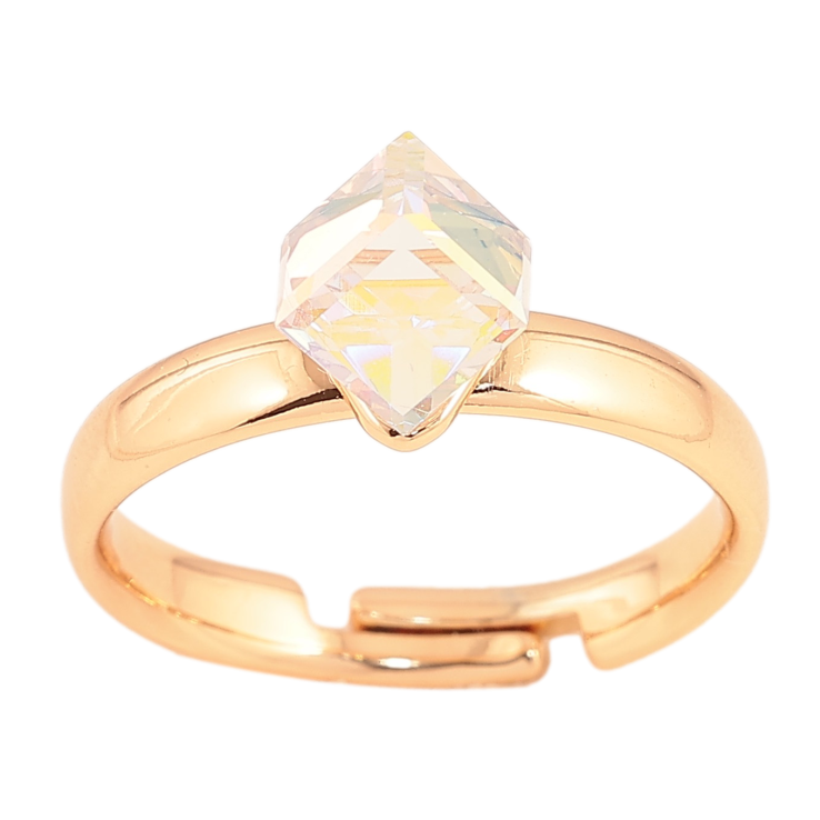 Каблучка Xuping колір Позолота 18K з кр-ми Swarovski "Кристальний куб Shimmer" 6х6мм фото №15