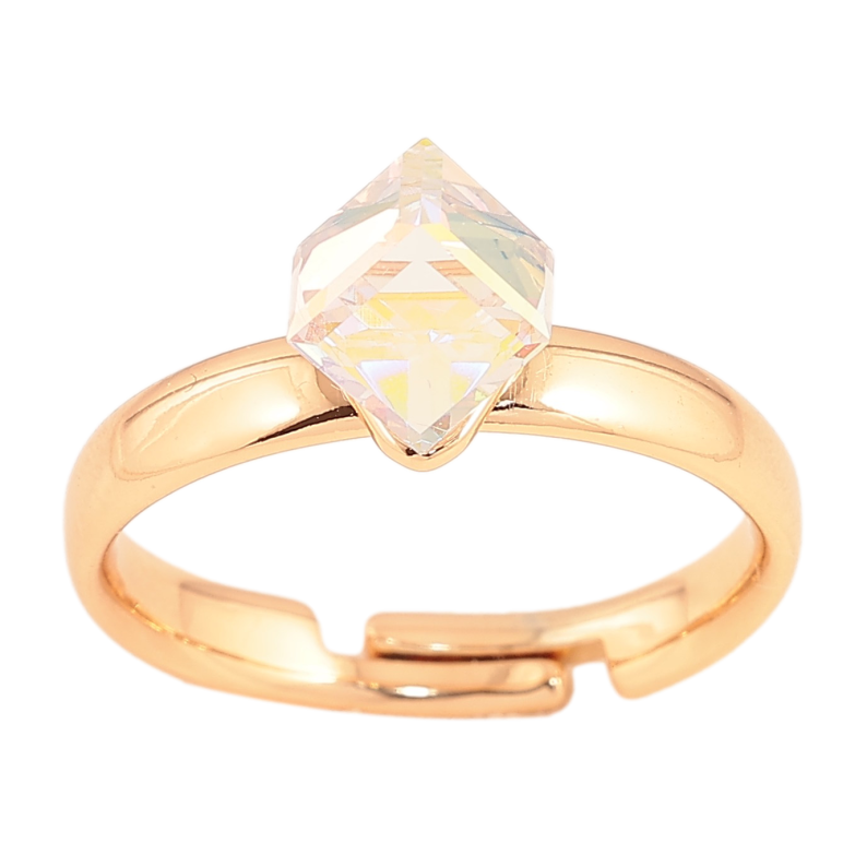 Кольцо Xuping цвет Позолота 18K с кр-ми Swarovski "Кристальный куб Shimmer" 6х6мм фото №1