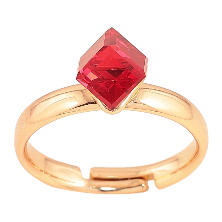 Каблучка Xuping колір Позолота 18K з кр-ми Swarovski "Кристальний куб Siam" 6х6мм фото №12