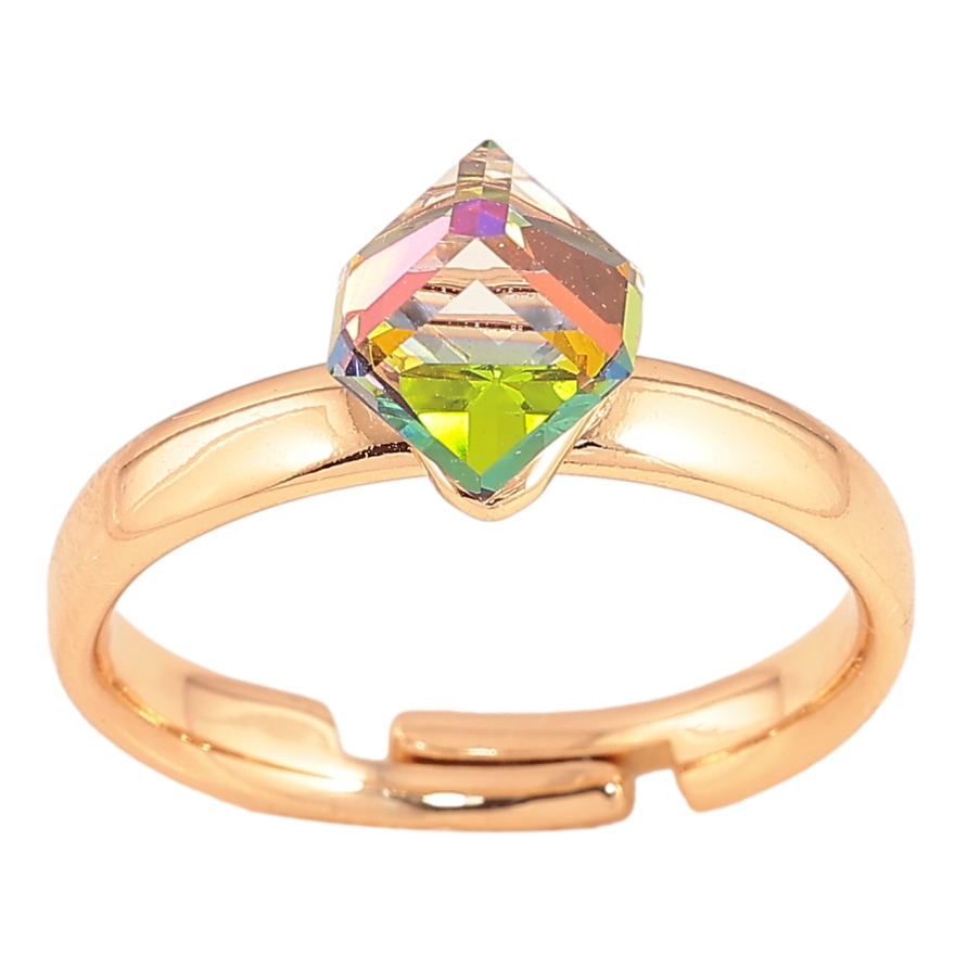 Каблучка Xuping колір Позолота 18K з кр-ми Swarovski "Кристальний куб Vitrail Medium" 6х6мм фото №1