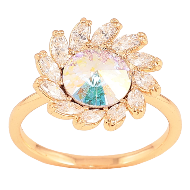 Кольцо Xuping цвет Позолота 18K с кр-ми Swarovski "Цветок с кристаллом АВ" фото №15