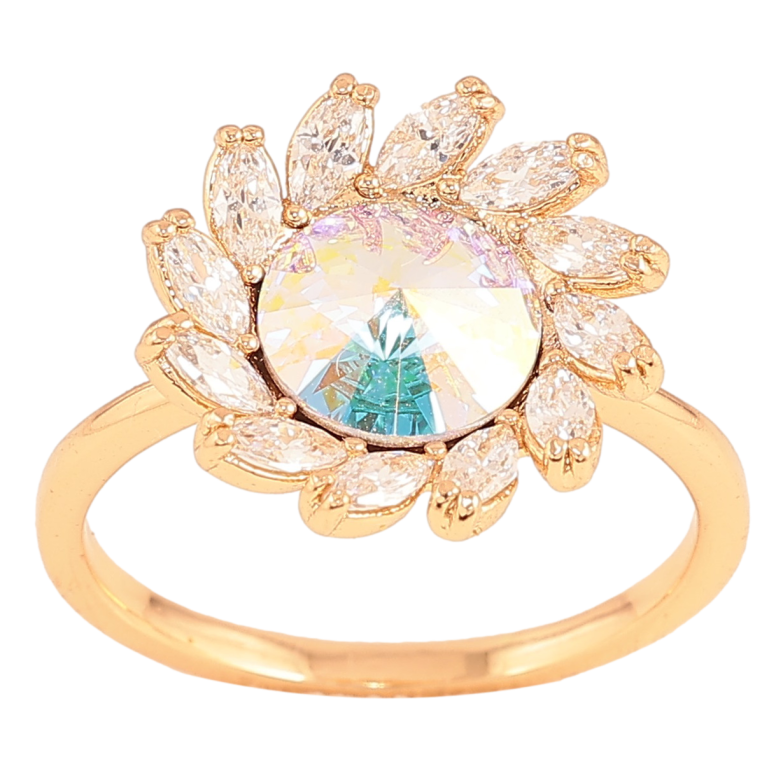 Каблучка Xuping колір Позолота 18K з кр-ми Swarovski "Квітка з кристалом АВ" фото №1 Каблучка Xuping колір Позолота 18K з кр-ми Swarovski "Квітка з кристалом АВ" фото №1