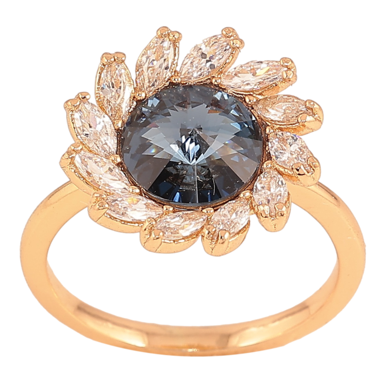 Каблучка Xuping колір Позолота 18K з кр-ми Swarovski "Квітка з кристалом Montana" фото №6