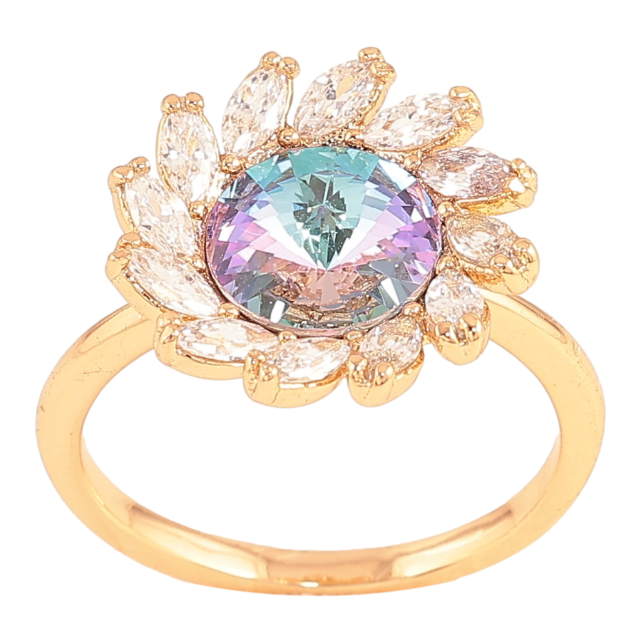 Кольцо Xuping цвет Полота 18K с кр-ми Swarovski "Цветок с кристаллом Paradise Shine" фото №1