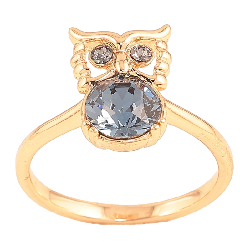 Каблучка Xuping колір Позолота 18K з кр-ми Swarovski "Сова з кристалом Montana" фото №1