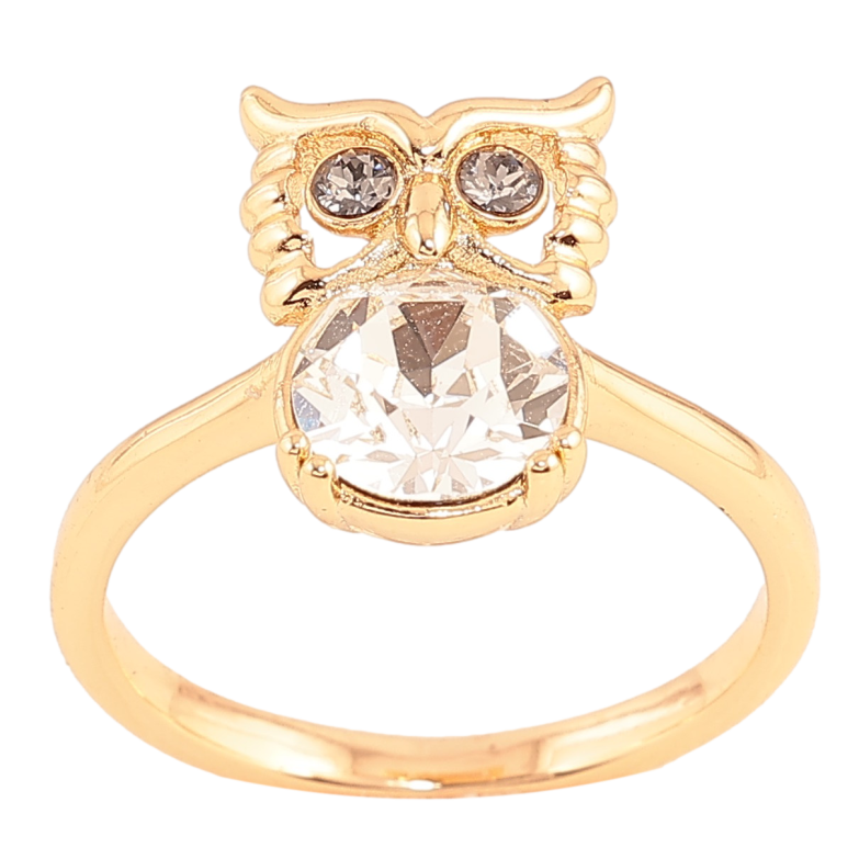 Каблучка Xuping колір Позолота 18K з кр-ми Swarovski "Сова з кристалом Clear" фото №1